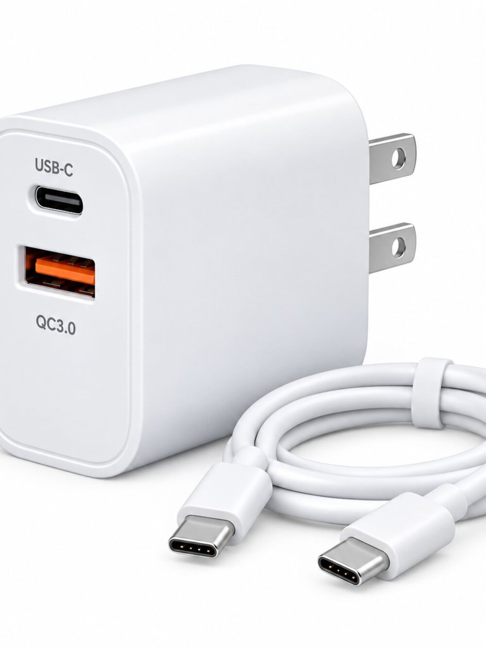 Powerful wall USB-A & USB-C Wall Charger and C-C cable  for all devices